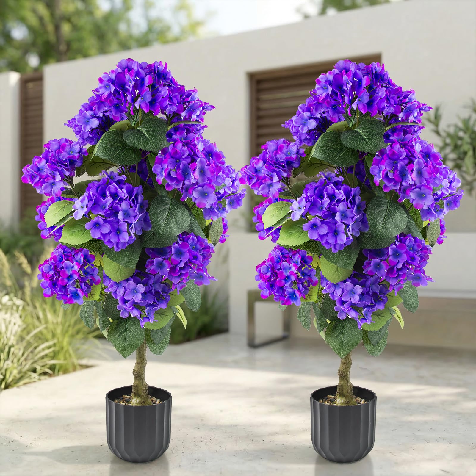 Amazon.com - 2 Pcs 3 Ft Artificial Hydrangea Trees Potted, UV
